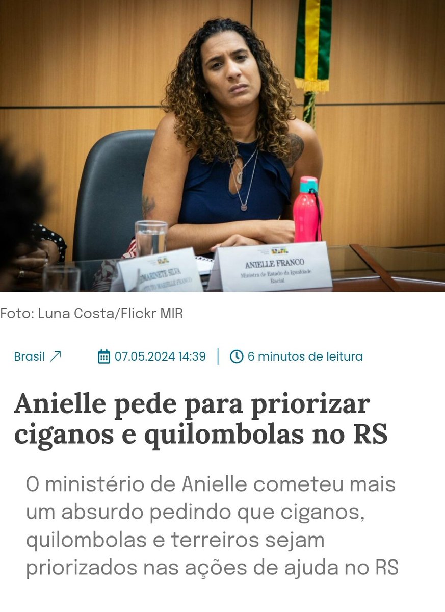INACREDITÁVEL !!! Anielle Franco, ministra da IGUALDADE racial do Lula, pediu prioridade pra ciganos, quilombolas e terreiros na distribuição de alimentos.