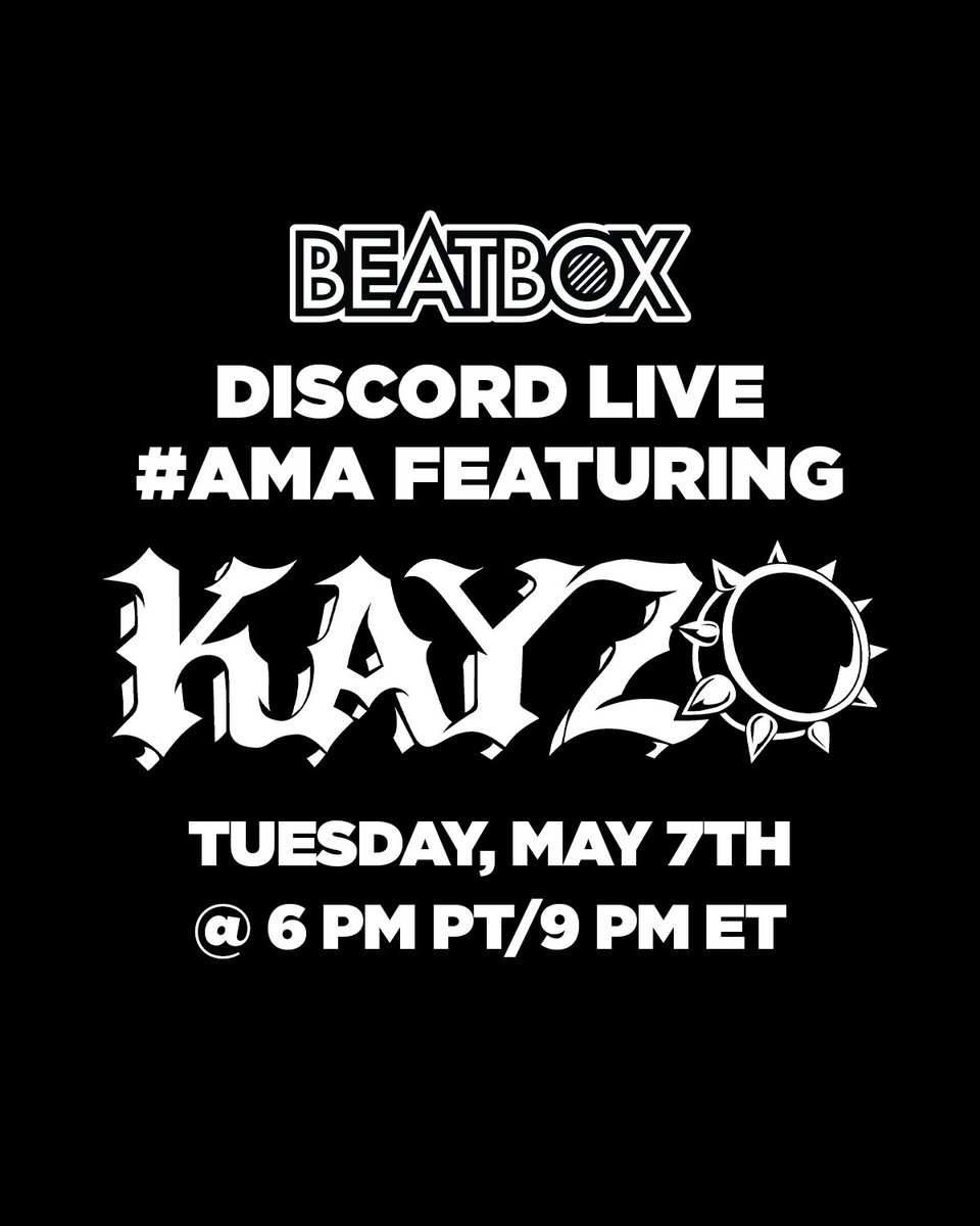 Join our Discord Live #AMA featuring @KayzoMusic 🤍 ⏰ Tonight at 6 PM PT/9 PM ET Join here 🎉: discord.gg/Cn2rxg25?event…
