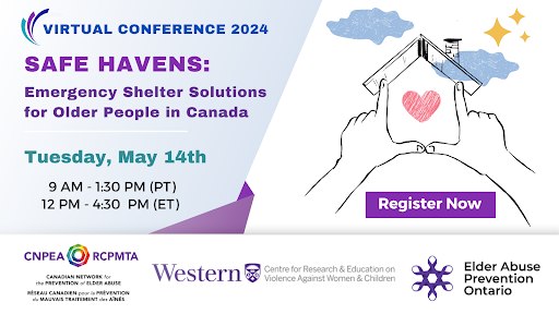 📢Don't forget to register for upcoming conference co-hosted by @cnpea , @CREVAWC and EAPO: Safe Havens: Emergency Shelter Solutions for #Older Canadians will take place during #Victims and #Survivors of Crime Week 2024. 🗓️May 14 | 12:00 - 4:30 ✅▶️site.pheedloop.com/event/SafeHave… #GBV