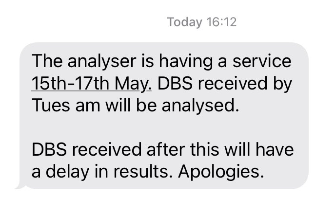 BLOOD ANALYSER UPDATE: #PKU community across Ireland to experience delays for blood results as a result of service of blood analyser. See below 👇🏻 #BrainHealth #PKU @TempleStreetHos @DonnellyStephen #RareDisease