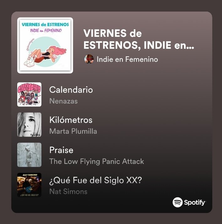 🔔 VIERNES de ESTRENOS 🔔 #VosotrasVereis @axolotesbanda @kaleidoscopeves @SandraSabater @Shanghaibaby0_0 @martaplumilla @nenazasband @Nat_Simons @thelowflying @soyKuve @sistolemusica @edgarallanp0p @evafortll y muchas más open.spotify.com/playlist/09BzL…