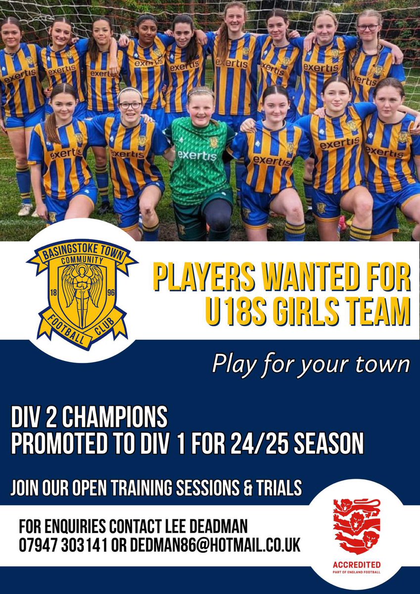 Players wanted 💙💛 Looking for a set up with a pathway into the towns women’s team in @btfc_women ? Look no further ⚽️