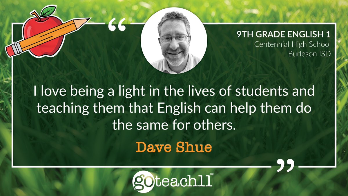 ESC Region 11 (@escregion11) on Twitter photo Join us in continuing our Teacher Appreciation Week celebration!
Today, we are honored to shine a spotlight on another amazing <a href="/GoTeach11/">GoTeach11</a> educator, Dave Shue, a 9th-grade English 1 teacher at <a href="/CHSSpartans/">Centennial Spartans</a> in <a href="/BurlesonISD/">BurlesonISD</a>.🍎✨ Join us in continuing our Teacher Appreciation Week celebration!
Today, we are honored to shine a spotlight on another amazing <a href="/GoTeach11/">GoTeach11</a> educator, Dave Shue, a 9th-grade English 1 teacher at <a href="/CHSSpartans/">Centennial Spartans</a> in <a href="/BurlesonISD/">BurlesonISD</a>.🍎✨