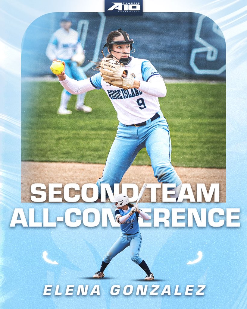 Post season awards announced ‼️ Graduate Captain Elena Gonzalez has earned 2nd Team All-Conference! Fun 🤩 Fact: Elena led the team in batting average and has played all 9️⃣ positions on the field in a Rhody Softball uniform! Congrats 🎉 Elena! #ForTheBrand #a10 #ncaasoftball