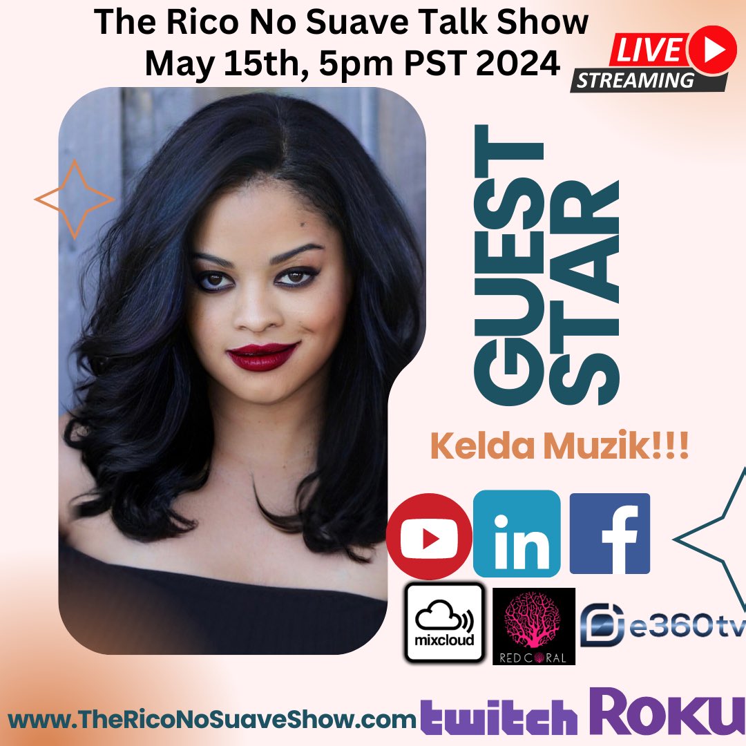 Make sure to listen in! Keldamuzik aka Diva will be appearing on the Rico No Suave show 5.16.24 at 5PM PST! This is an episode. You don’t want to miss! 🌟