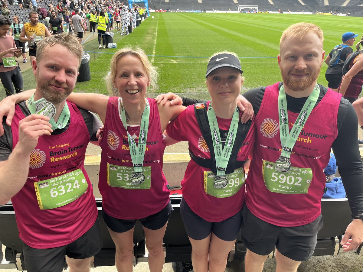 MK Half Marathon for Brain Tumour Research… how it started v how it finished… ♥️