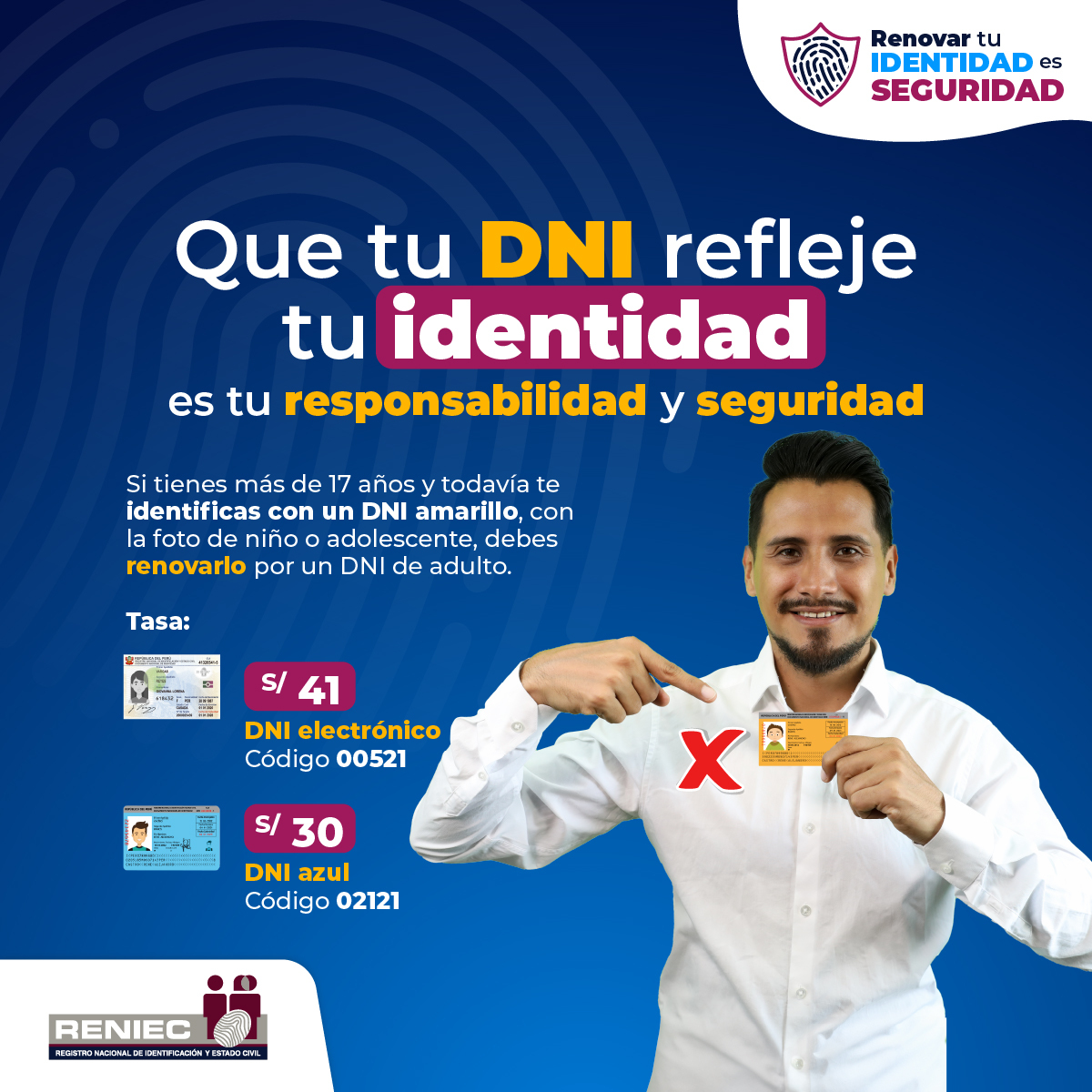 ¡Renueva tu identidad! 👶⏩👩 Si ya cumpliste 17 o tienes más años deja atrás el #DNI amarillo y actualízalo por un #DNI de adulto. El trámite es solo presencial.