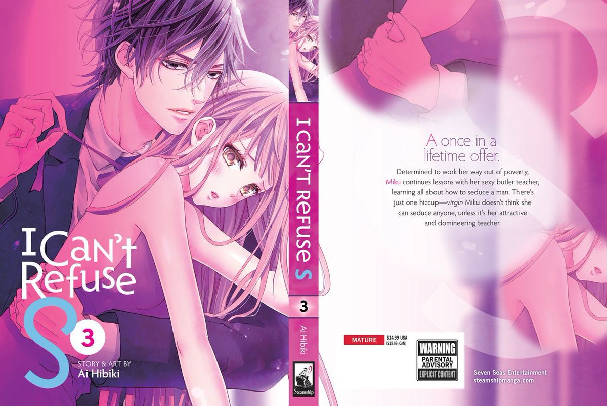 I CAN’T REFUSE S Vol. 3 (For Mature readers, Steamship imprint)

In this sizzling manga series, an inexperienced young woman must learn the erotic arts from a gorgeous but sharp-tongued butler.

Out today in print/digital! See RETAILERS section:
sevenseasentertainment.com/books/i-cant-r…