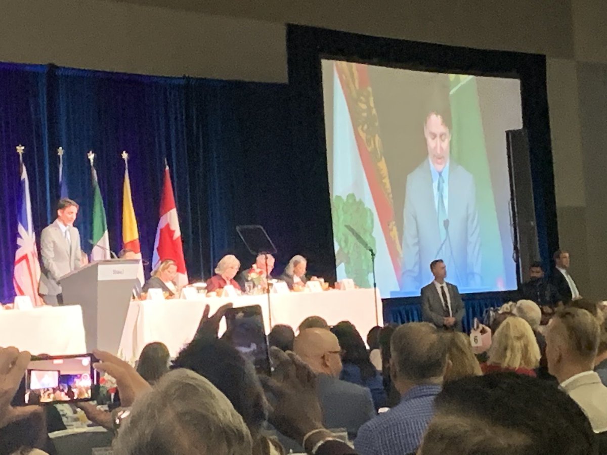 Over 1300 attending an excellent  National Prayer Breakfast in Ottawa today with <a href="/JustinTrudeau/">Justin Trudeau</a> telling of his father reading the Bible to him and says, “my faith grounds me”