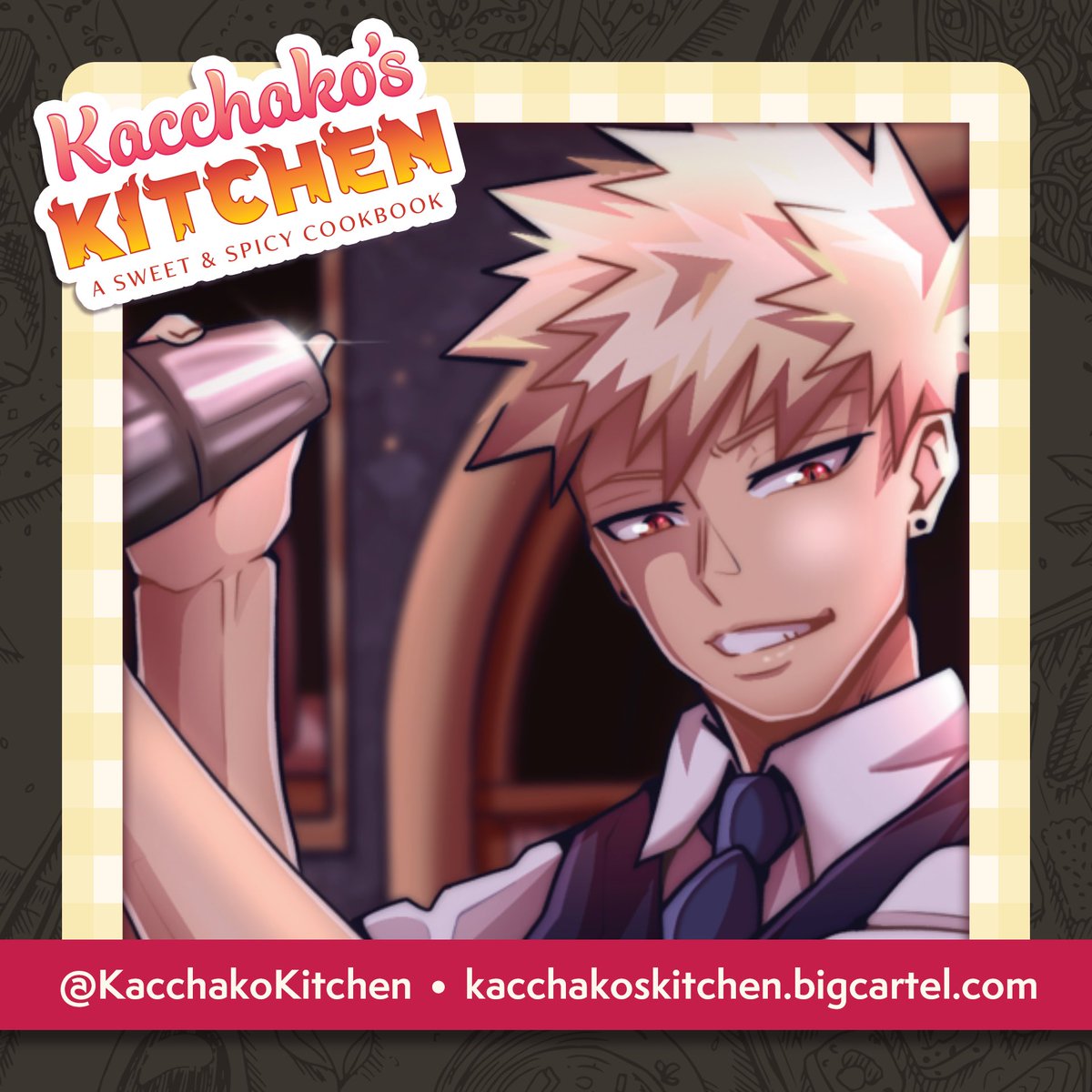 Hm, I wonder who got him smiling like that? Here is my little preview for my artwork I did for @KacchakoKitchen The kacchako fandom was cooking reeeeallly good with this zine 🤭💕 so go get your own little bundle now! kacchakoskitchen.bigcartel.com