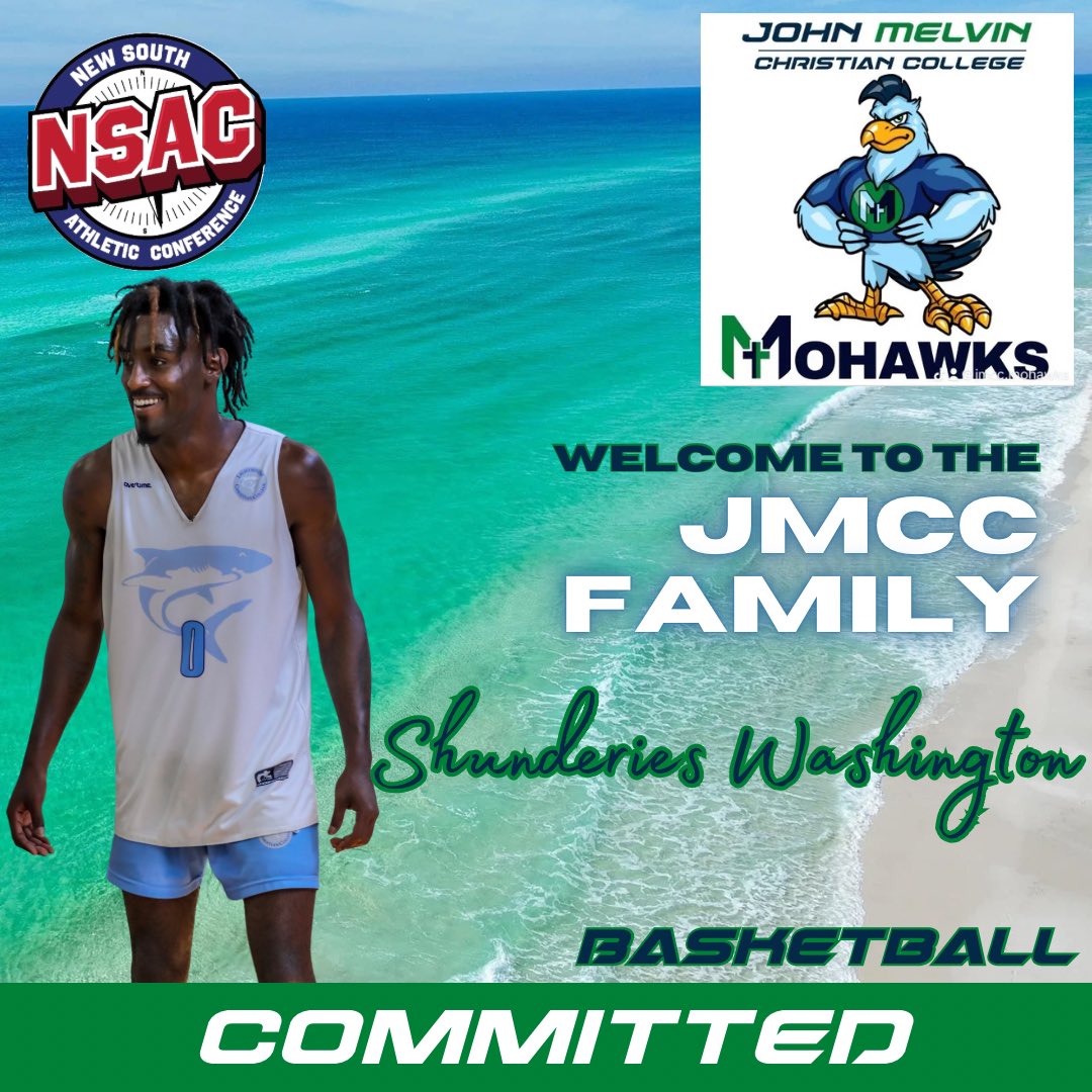 John Melvin Christian College welcomes college transfer, Shunderies Washington to the JMCC Mohawks Basketball program. 💙💚🏀