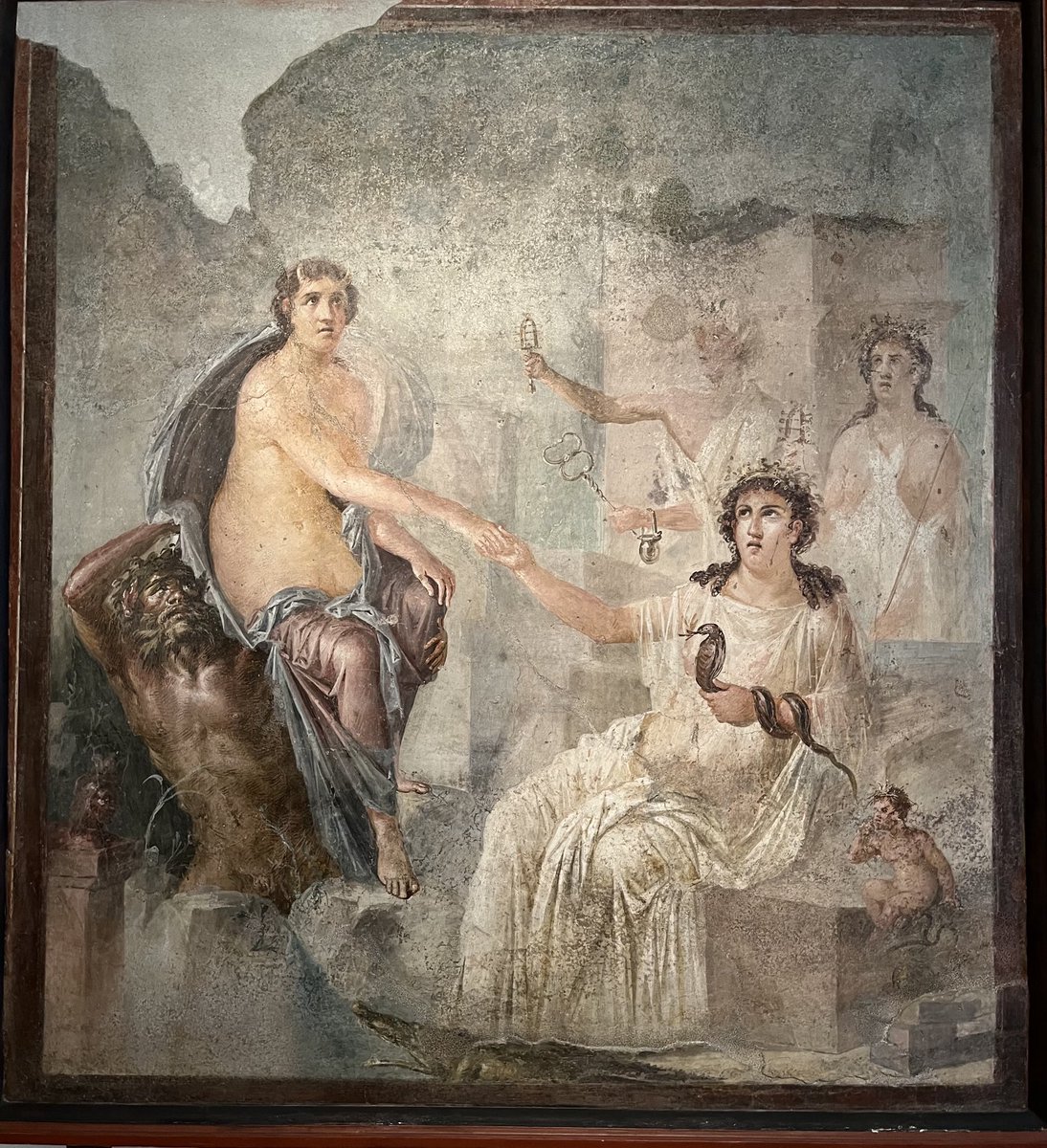 Io et Isis, fresque provenant du sanctuaire d’Isis à Pompéi, Ier siècle, Musée archéologique de Naples.