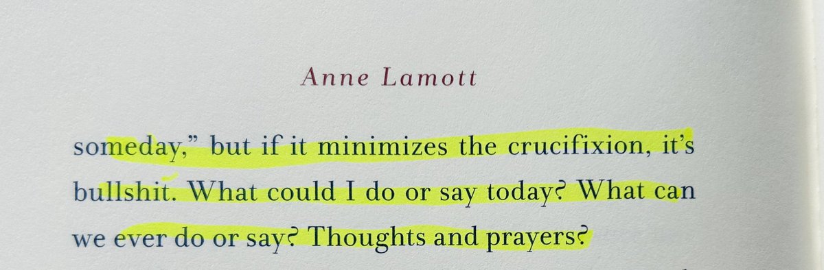 Here’s why @ANNELAMOTT will always be one of my favorite spiritual writers. She’s writing about what to teach her Sunday school kids on Palm Sunday after the shooting in Nashville