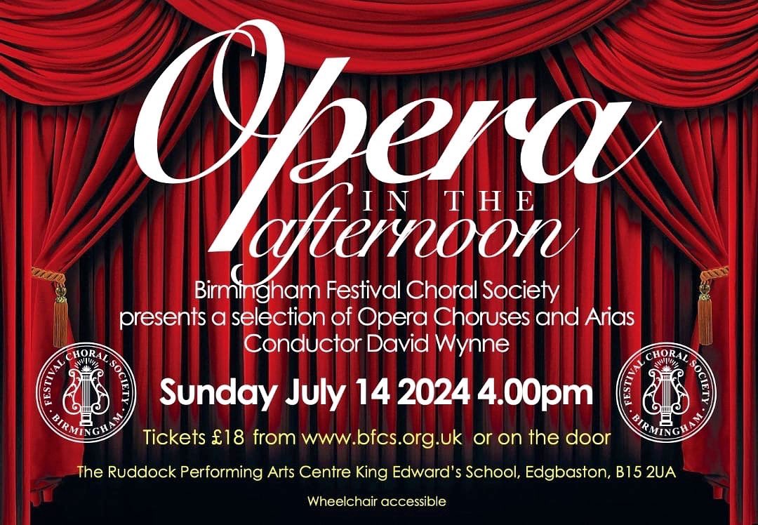 Our next concert will bring audiences a selection of Opera Choruses and Arias on Sunday July 14 at 4.00pm.
🎶 
Tickets £18 from bfcs.org.uk or band on the door
🎶
Location: Ruddock Performing Arts Centre
Edward’s School, Edgbaston, B15 2UA