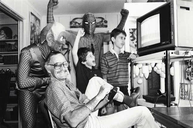 Stan Lee and friends playing Spider-Man on the Atari 2600, 1982