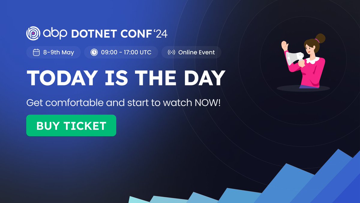 #abpconf24 is going LIVE TODAY 🔴⌛️

🎙️May 8 - Workshops 09:00 - 17:00 (UTC)
🗣️May 9 - Talks 09:00 - 17:00 (UTC)

Tickets are still OPEN!! >>abp.io/conference/2024