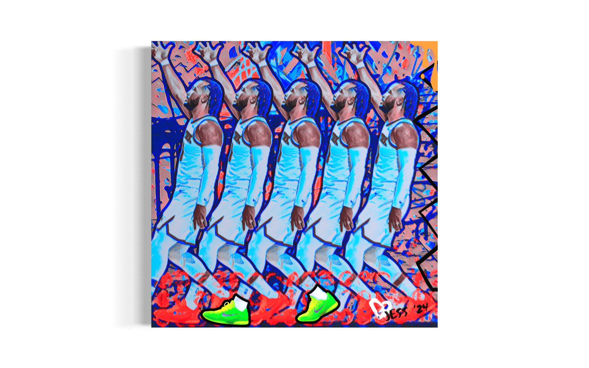 “b r u n s o n” ©️ J. Maricevic, 2024 36 x 36 • mixed media • canvas • HD Aluminum . . Context: whattta night at #thegarden! @nyknicks take game one over the @pacers 🙌🙌 link: instagram.com/p/C6pvEYXu3gP/… . . #myart #theartsydoc #brunson #letsgoknicks #goknicks #knicks #nba…