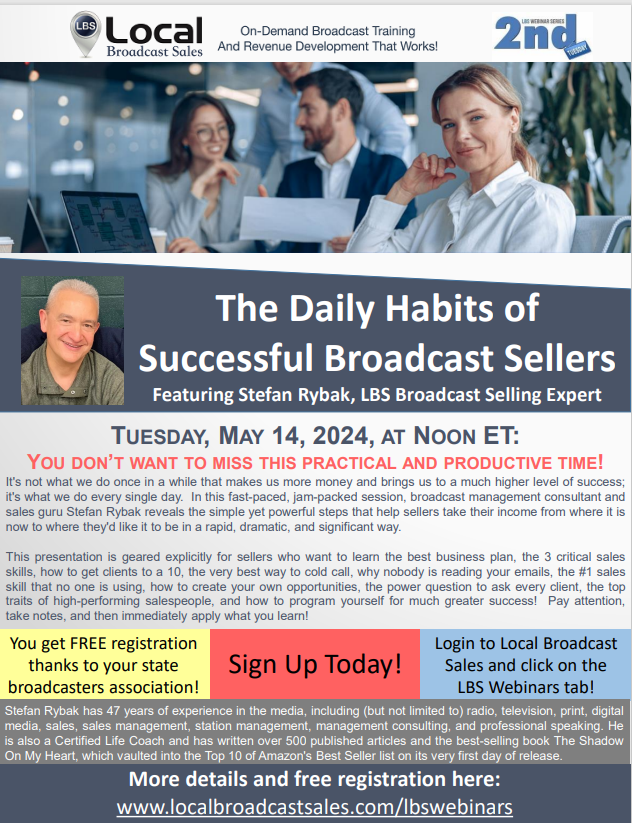 broadcastsales's tweet photo. Experience one of the industry's most positive and energetic broadcasting leaders. This practical webinar is open to everyone on your team. LBS members, register for this FREE session by clicking here https://t.co/UA3ZtH0sxb
#broadcast #radio #radioads #television #tvads #digital https://t.co/uVHv9h7BsC
