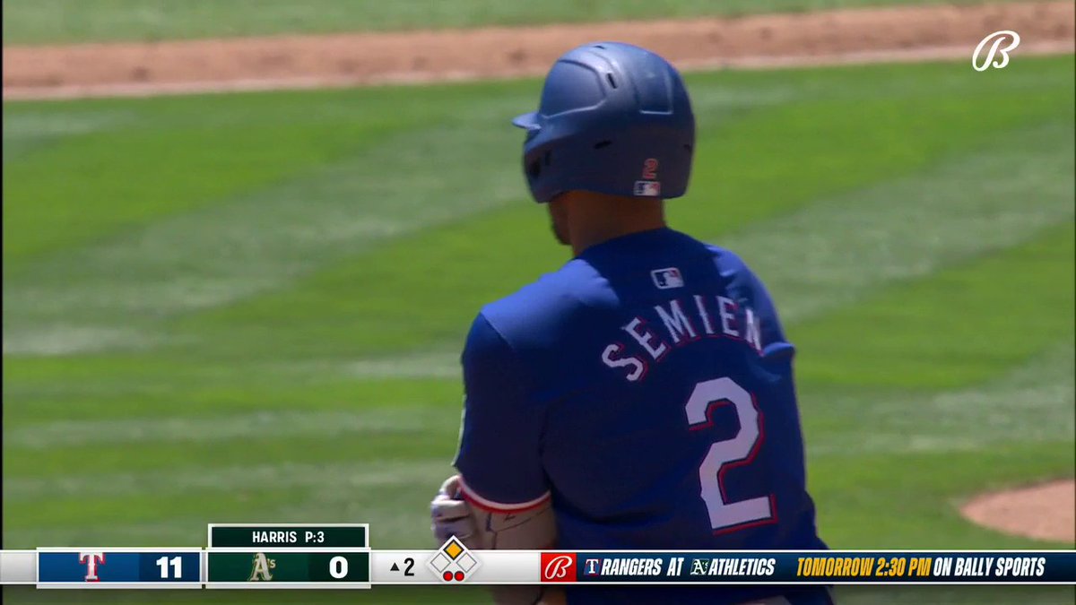 Marcus Semien has a Home Run, Double, and a Single. It's the 2nd inning. #StraightUpTX