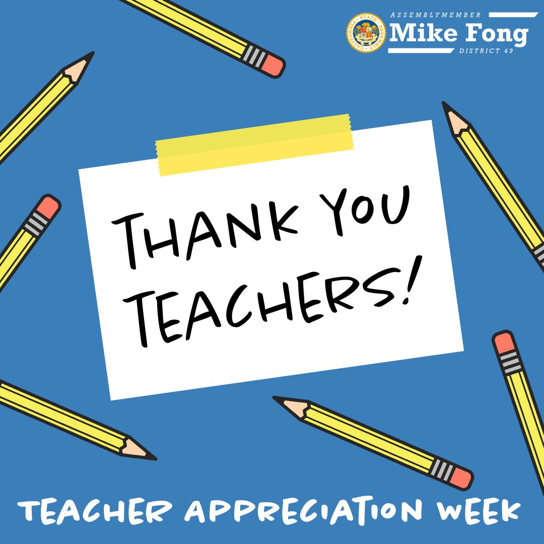 Teachers are the role models that inspire future generations. Let’s thank all of the amazing teachers in our lives and across California! #TeacherAppreciationDay