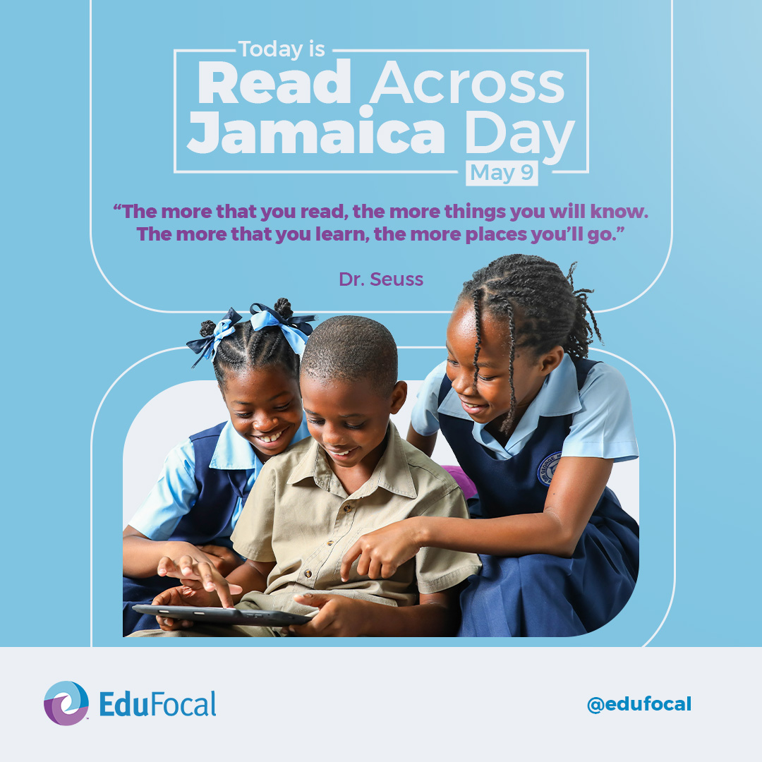 Happy Read Across Jamaica Day! 📚 Join us as we embark on a literary adventure, journeying through Jamaica one page at a time! #ReadAcrossJamaica #EduFocal #LiteracyJourney
