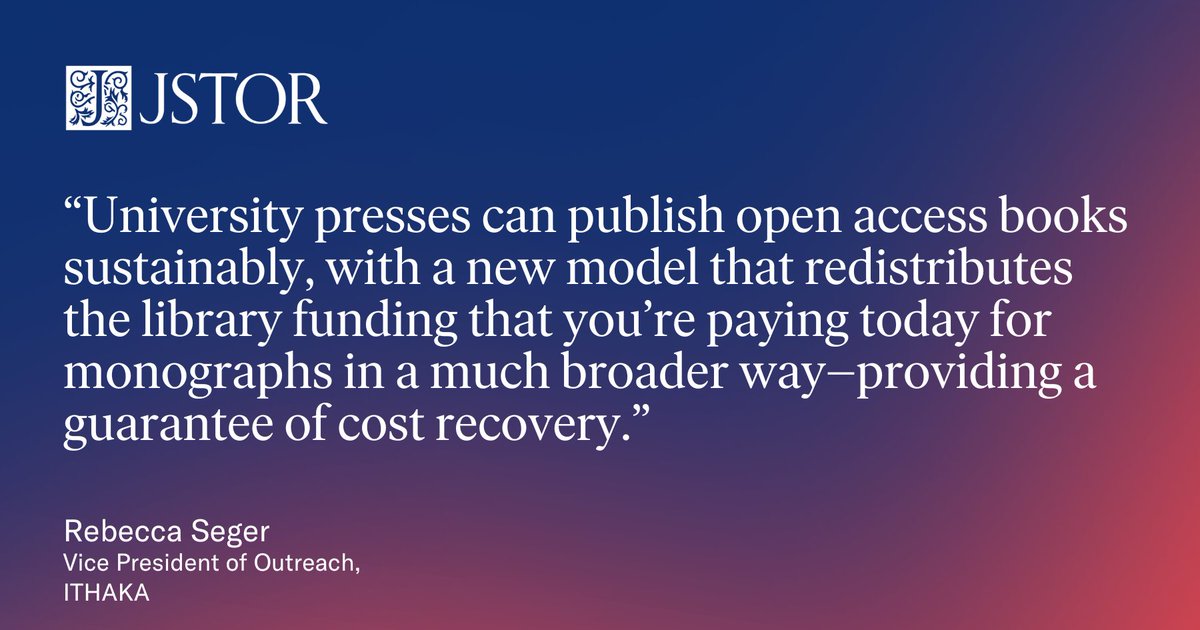 At our March session at #ERL2024, we updated the community on initiatives such as #PathToOpen and our #GenerativeAI beta tool, as well as #JSTOR's significant #PrisonAccess milestone. 

Watch the full session on-demand: bit.ly/3UzEjrQ