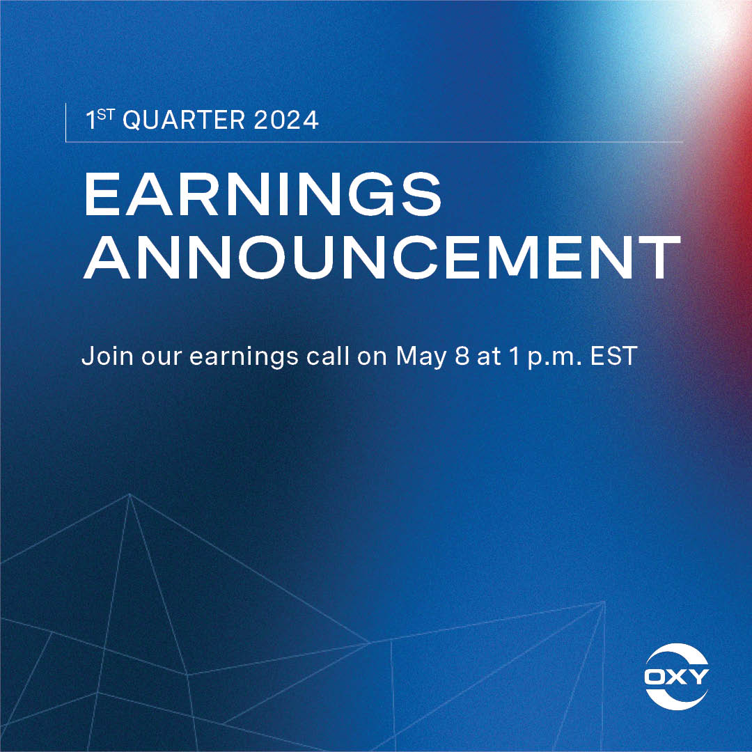 Oxy reports strong operational performance in the first quarter, exceeding guidance in Midstream and OxyChem and nearing mid-point of guidance for Oil and Gas production while overcoming the extended third-party outage in eastern Gulf of Mexico.

Listen &gt; bit.ly/4boowTA