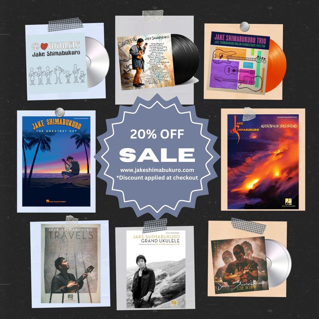 20% OFF ALL VINYL, CDS, AND SONGBOOKS! Visit jakeshimabukuro.com 💿