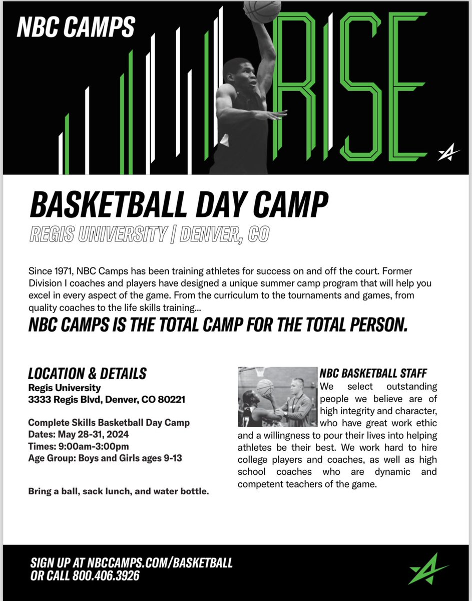 Hey Ranger Friends and Family! We are just 3 weeks away from our NBC kids camp! For all the younger athletes looking to work on their game, you can join the Skills Camp May 28-31! Registration link in the flyer, or visit NBC Camps and search for basketball camps to sign up today!