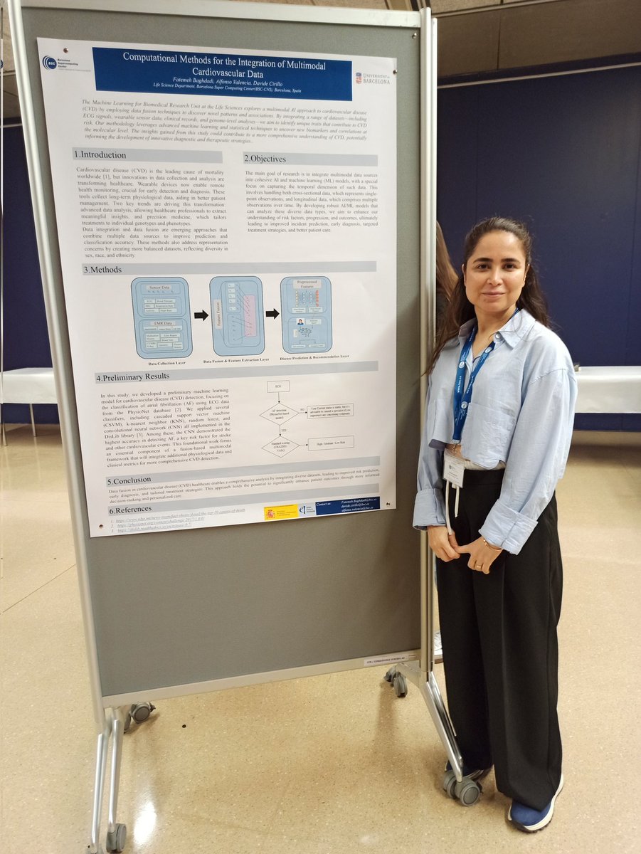 So proud of @gprolcastelo and Fatemeh Baghdadi presenting their impressive research at the XI @BSC_CNS Severo Ochoa Doctoral Symposium! 🌟📚 Keep shining bright! #DocSym24 #AI #ML #Biomedicine #ComputationalBiology