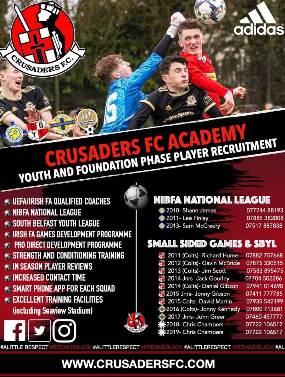 🔴⚫️𝗖𝗿𝘂𝘀𝗮𝗱𝗲𝗿𝘀 𝗙𝗖 𝗔𝗰𝗮𝗱𝗲𝗺𝘆 𝗣𝗹𝗮𝘆𝗲𝗿 𝗥𝗲𝗰𝗿𝘂𝗶𝘁𝗺𝗲𝗻𝘁🔴⚫️
⚽️ 𝗣𝗹𝗮𝘆𝗲𝗿𝘀 𝗯𝗼𝗿𝗻 2018

Get in contact with me or Chris Chambers