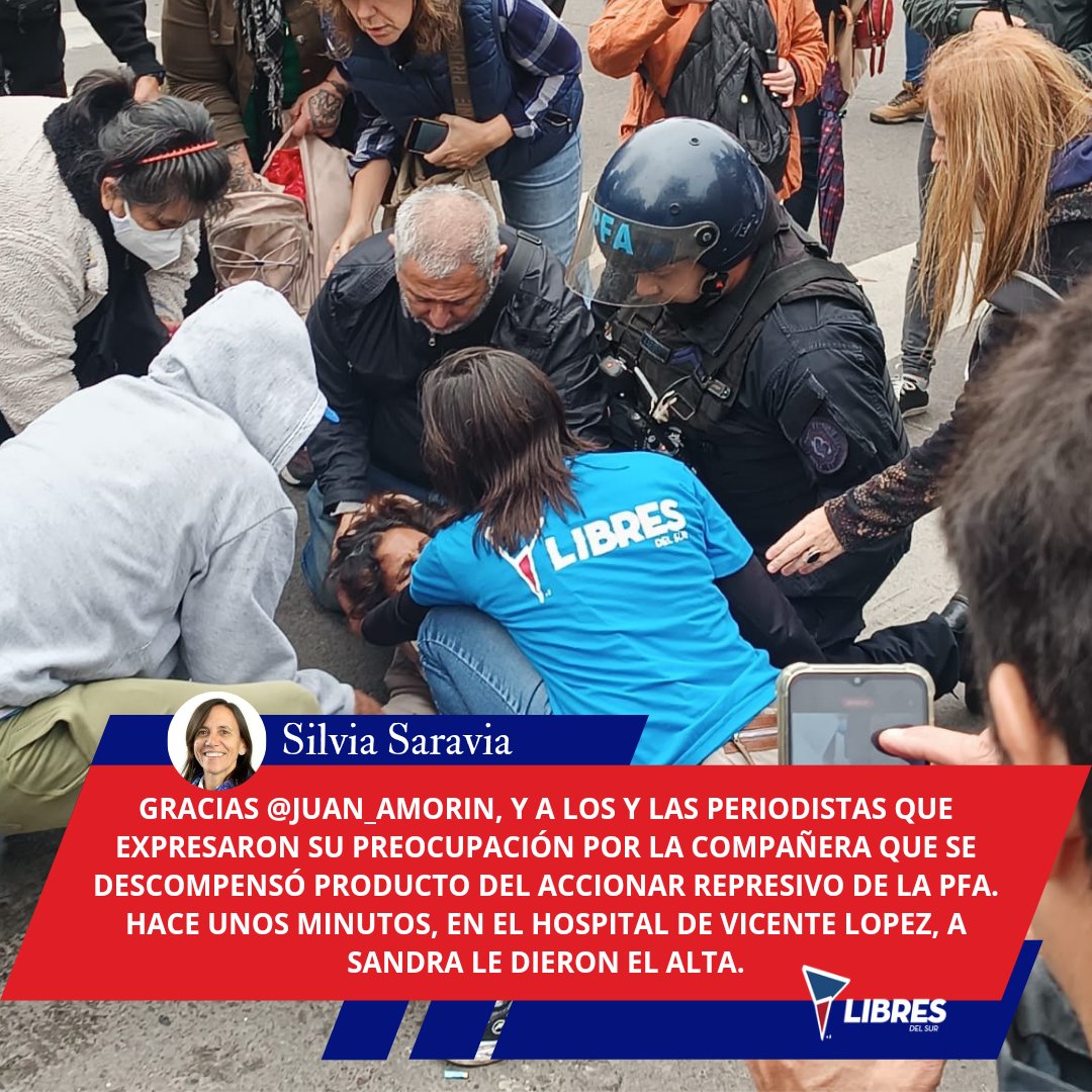 "Una compañera fue víctima del accionar represivo de la PFA."

#LibresDelSur #Pilar #delviso #astolfi #derqui #villarosa #zelaya #lagomarsino #manuelalberti #manzone  #manzanares