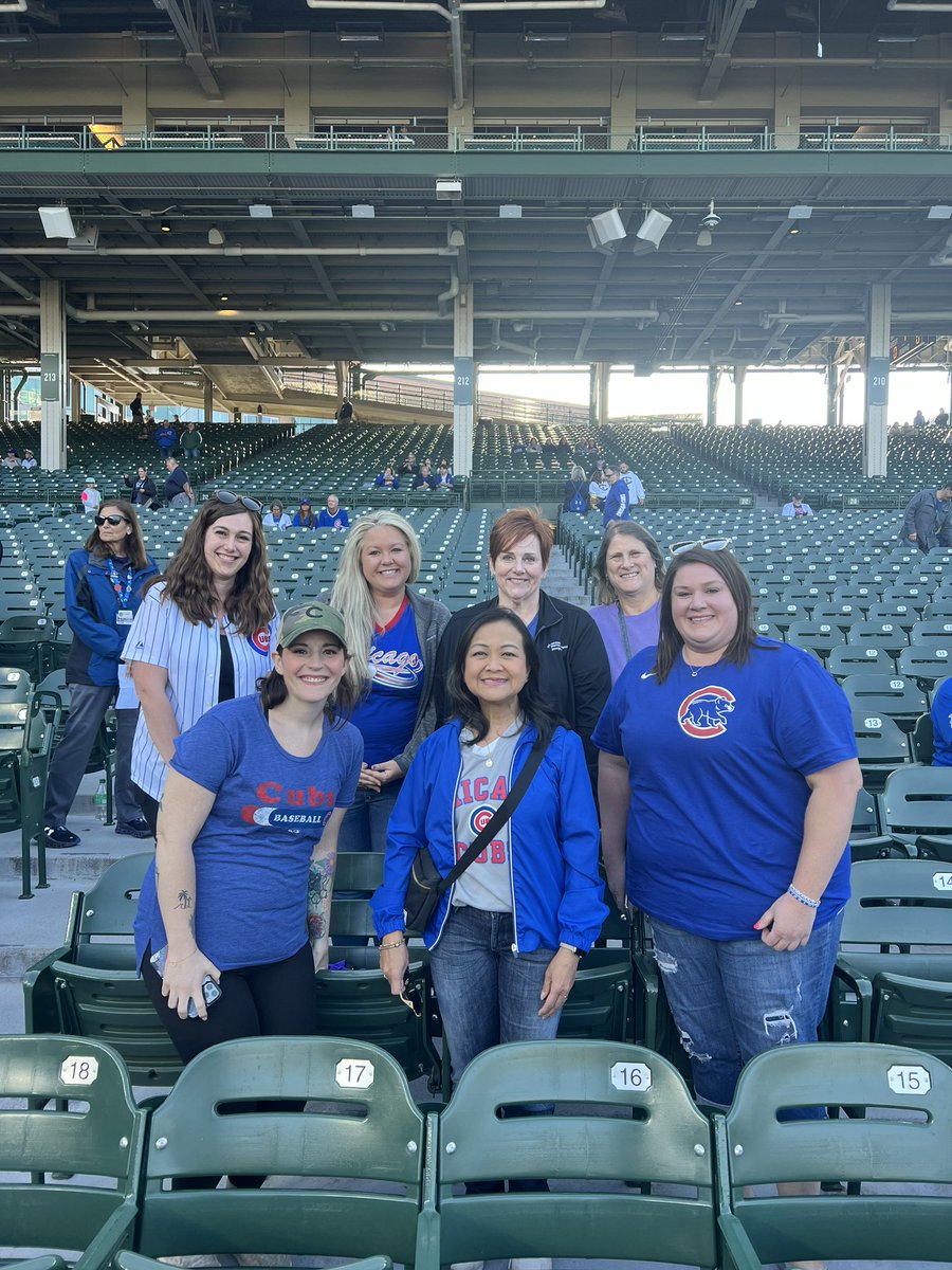 Advocate Health Care teamed up with the @Cubs for Health Care Appreciation Night, celebrating health care professionals at Wrigley Field! In honor of #NursesWeek, 7 of our 2023 Nurses of the Year took the field before the game and were recognized on the videoboard.