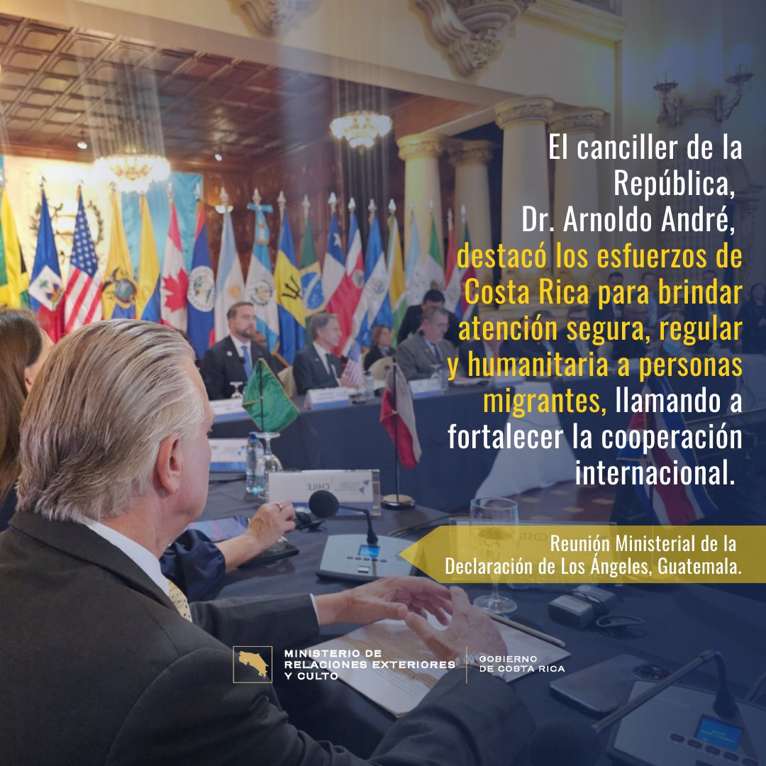El canciller Dr. Arnoldo André aboga por mayor cooperación internacional en la Reunión Ministerial sobre Migraciones en Guatemala. #CooperaciónInternacional #Migraciones rree.go.cr/?sec=servicios….