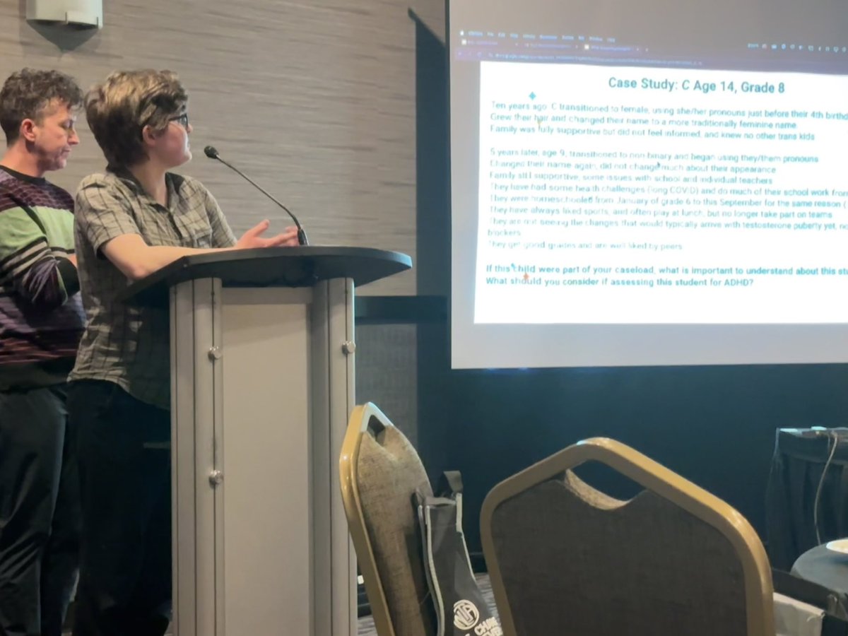 Educators Adrien Cormier and Émile Sopkowe representing @GSDSIC on what school psychologists need to know to support 2SLGBTQ+ community members in our schools! <a href="/NLSchoolsCA/">NLSchools</a> <a href="/NLTeachersAssoc/">NLTA</a>
