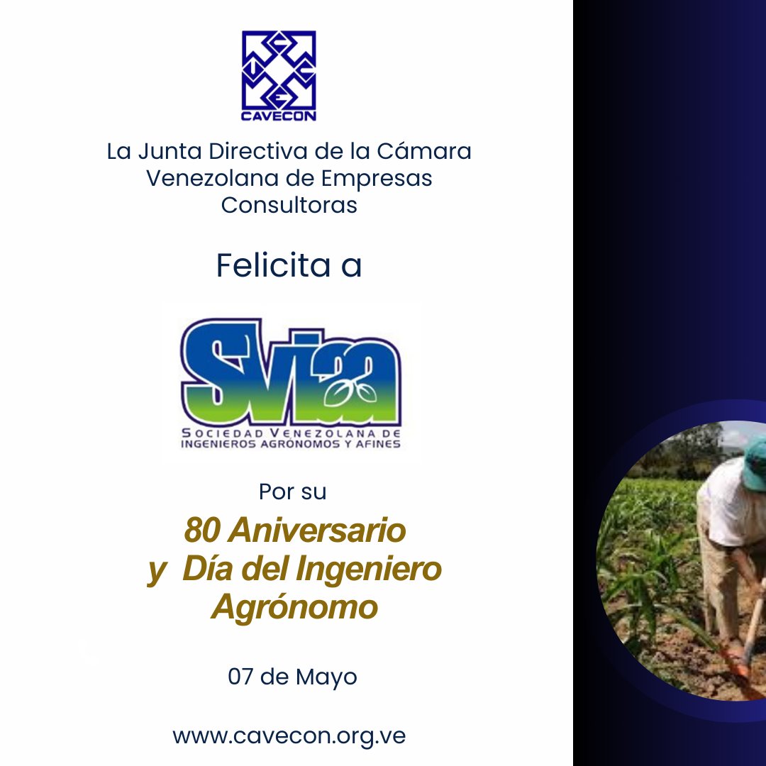 cavecon1's tweet photo. Felicitamos a @Sviaaorg por su 80 Aniversario impulsando el desarrollo agrícola en Venezuela. https://t.co/GZYWiG8S24