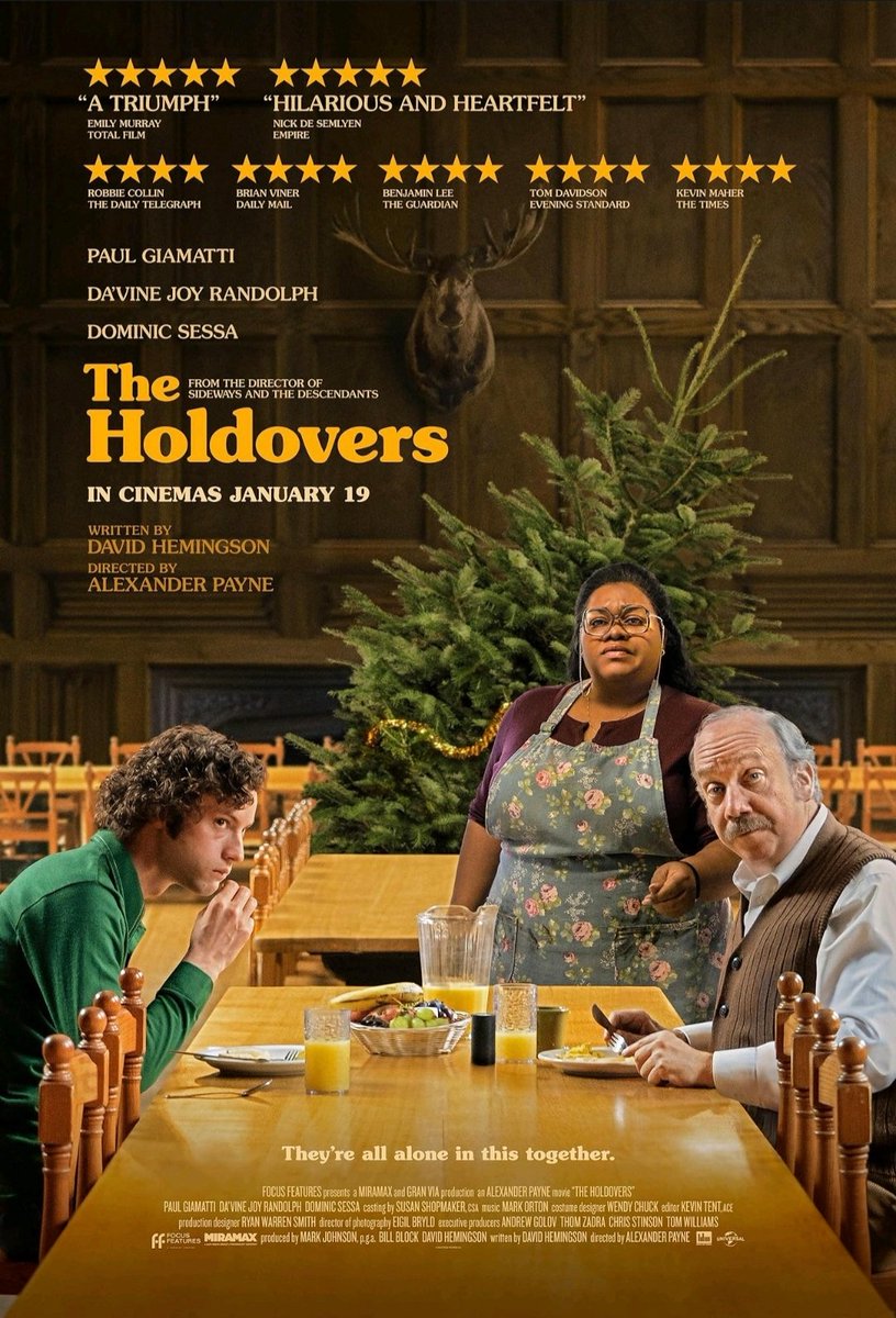 🎬 The Holdovers > Funny, affecting and nicely performed. An entertaining and well written holiday movie. @Cinemadiso