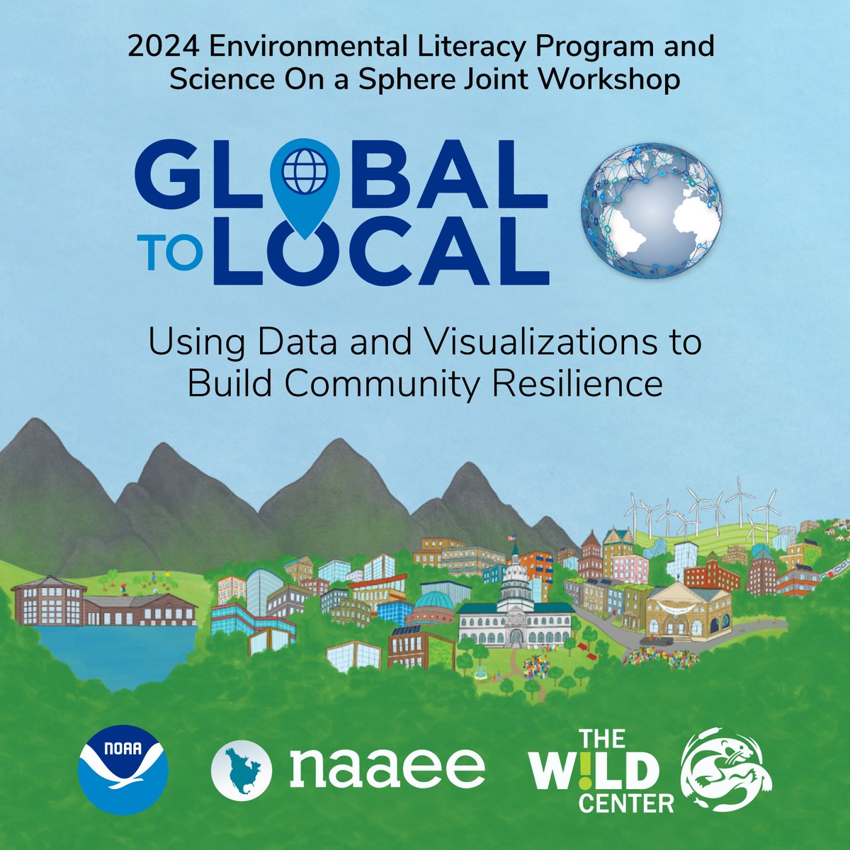 We are excited for this week’s workshop at @WildCenter! NOAA Environmental Literacy Program grantees and the Science On a Sphere Users Collaborative Network will explore the use of data and data viz to enhance community resilience, from global to local. #ELPSOSWorkshop2024