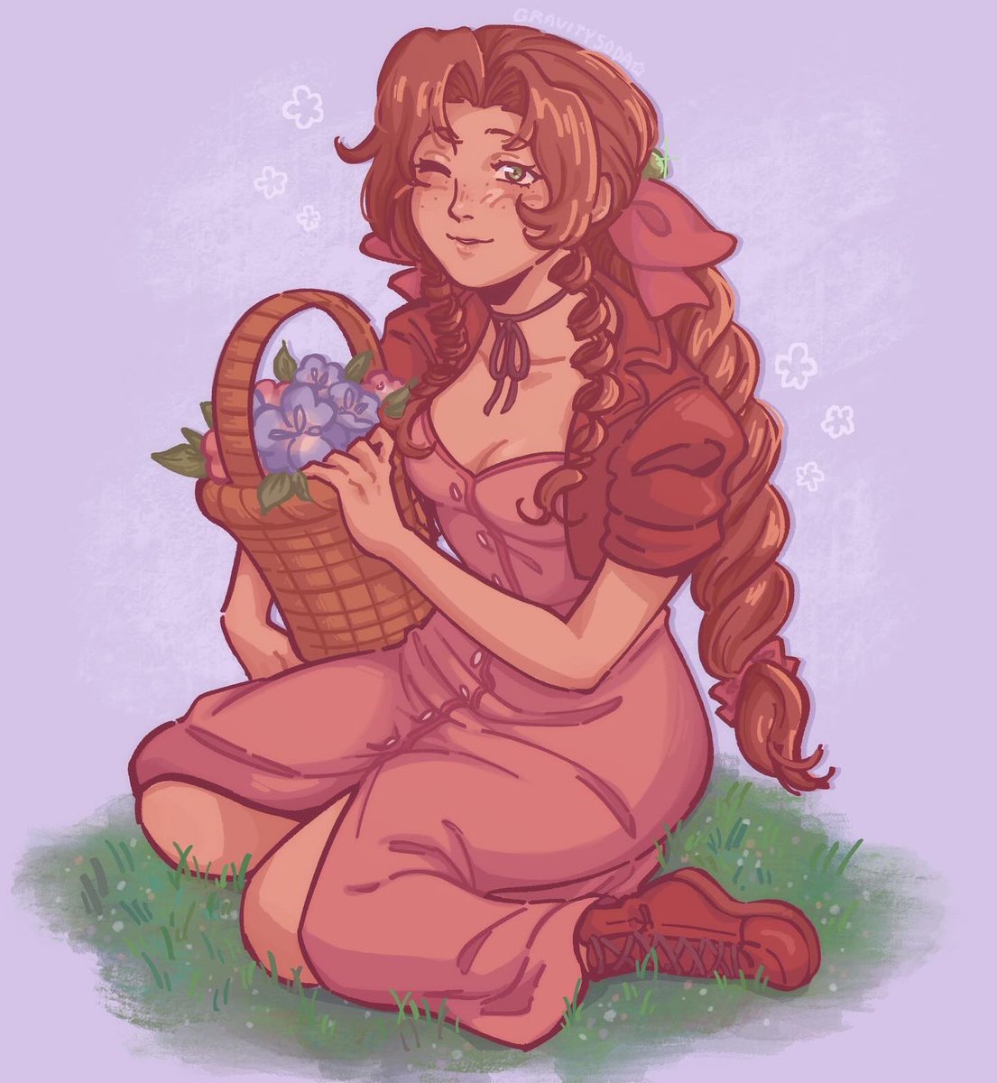 og ffvii aerith has a very special place in my heart she is so so so CUTE!!! i miss her og dress and big giant bangs and bow