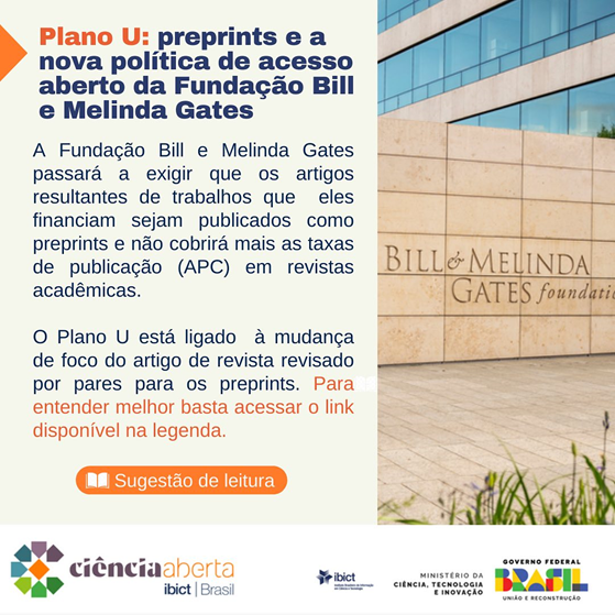 Plano U: preprints e a nova política de acesso aberto da Fundação Bill e Melinda Gates. Saiba mais: facebook.com/profile.php?id…

@abcdusp