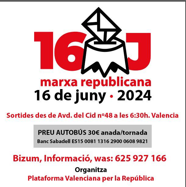 Atención #Valencia Información aquí para acudir a la #MarchaRepublicana16J #FelipeVIElÚltimo 👇