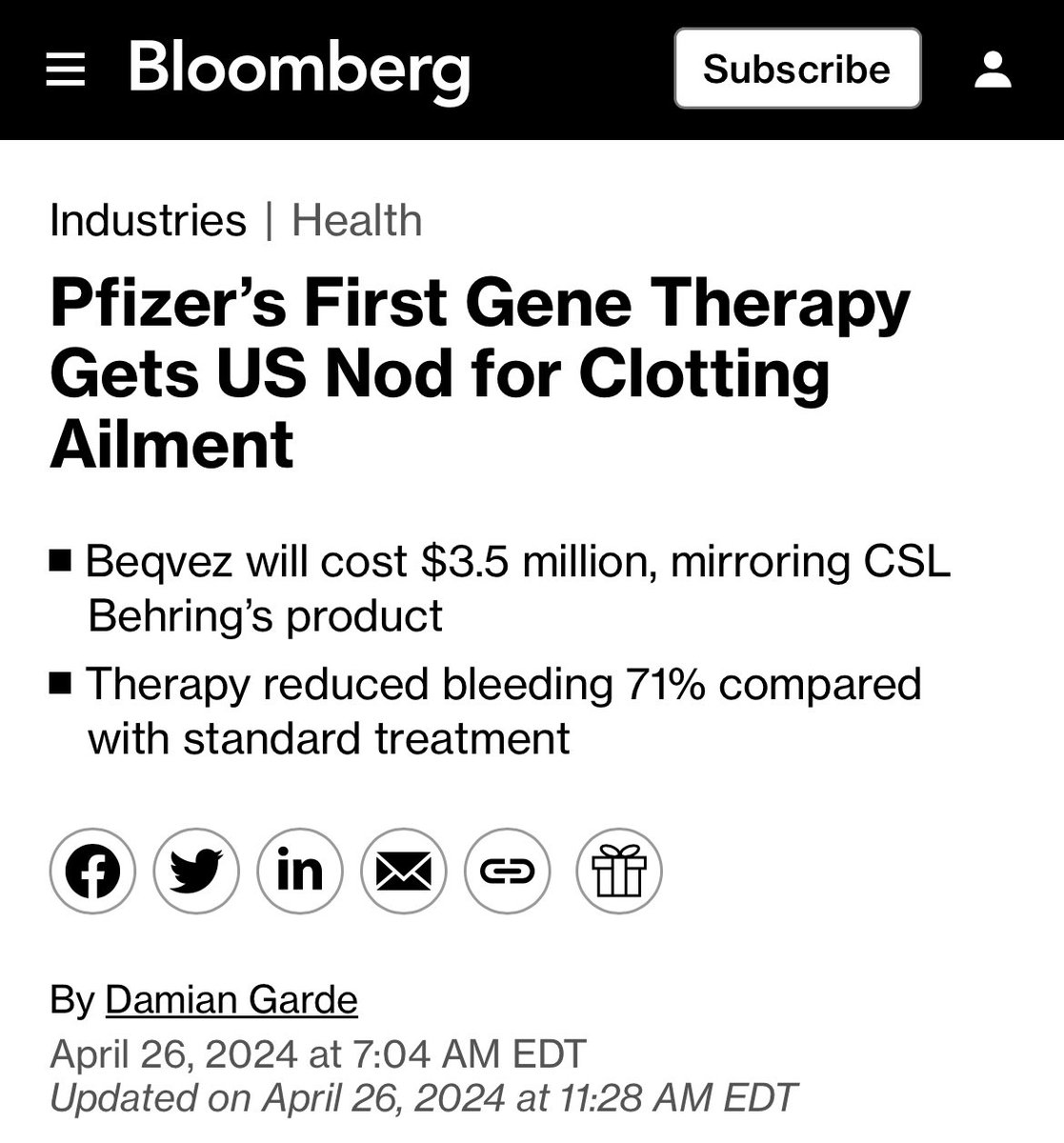 @WallStreetSilv I’m sure Pfizer buying a pharmaceutical company, after the rollout of the C19 shot, that specializes in cardiovascular treatments and medicine, as well as getting approval on their first “gene therapy” for blot clots, was just a mere coincidence.

It’s not about OUR collective…