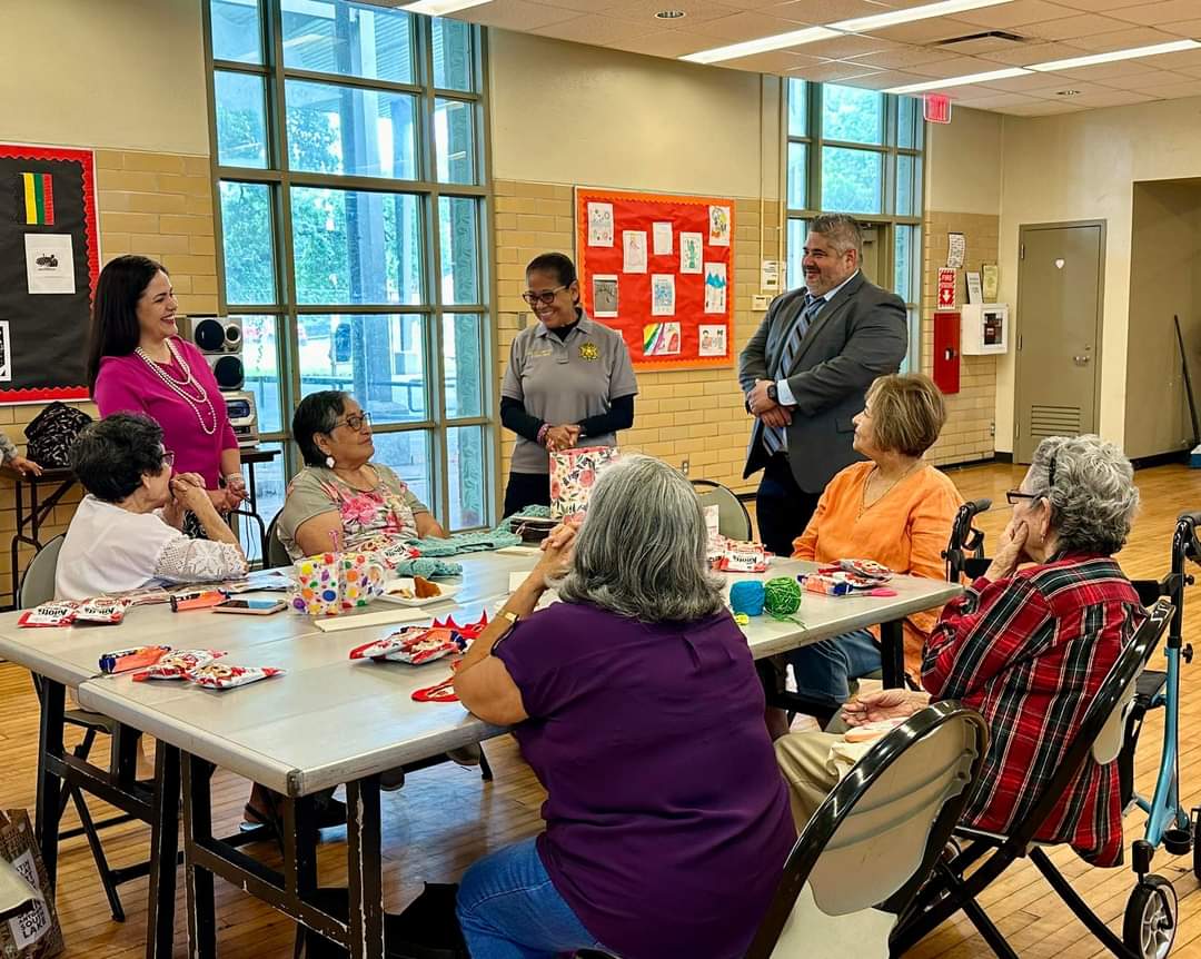 My sweetheart @JudgeTrevinoIII, his beautiful mom @Pct6Constable Trevino, and I kicked off the Mother's Day celebrations today with our Eastwood/DeZavala seniors! We loved all of the beautiful arts and crafts our seniors made. 🩷💐