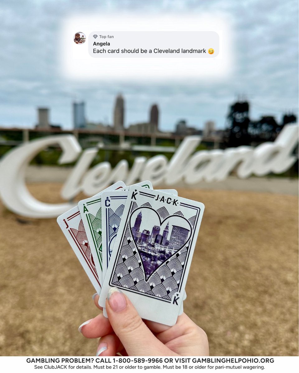Angela was onto us 🤨 The brand-new Born Here, Raised Here, clubJACK players card feature four iconic Cleveland landmarks! Grab yours today and receive a FREE $5 Lottery Ticket until May 11th, available daily from 12:00 PM to 8:00 PM! 🌟🎰