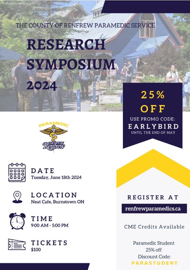 County of Renfrew Paramedic Service (@renctyparamedic) on Twitter photo 👀A number of new events are planned for the <a href="/RenCtyParamedic/">County of Renfrew Paramedic Service</a> Research Symposium on June 18. Stay tuned they will be announced this week!! For more information and to register at the early bird discount price visit: guestlist.co/events/769467 👀A number of new events are planned for the <a href="/RenCtyParamedic/">County of Renfrew Paramedic Service</a> Research Symposium on June 18. Stay tuned they will be announced this week!! For more information and to register at the early bird discount price visit: guestlist.co/events/769467