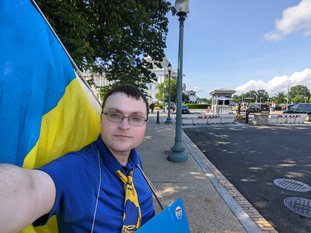 We are at Independence Ave and New Jersey across from Longworth House office building by the Capitol until 6 pm today. Don't forget to call your Representative and Senators and thank them if they voted for Military assistance for Ukraine.