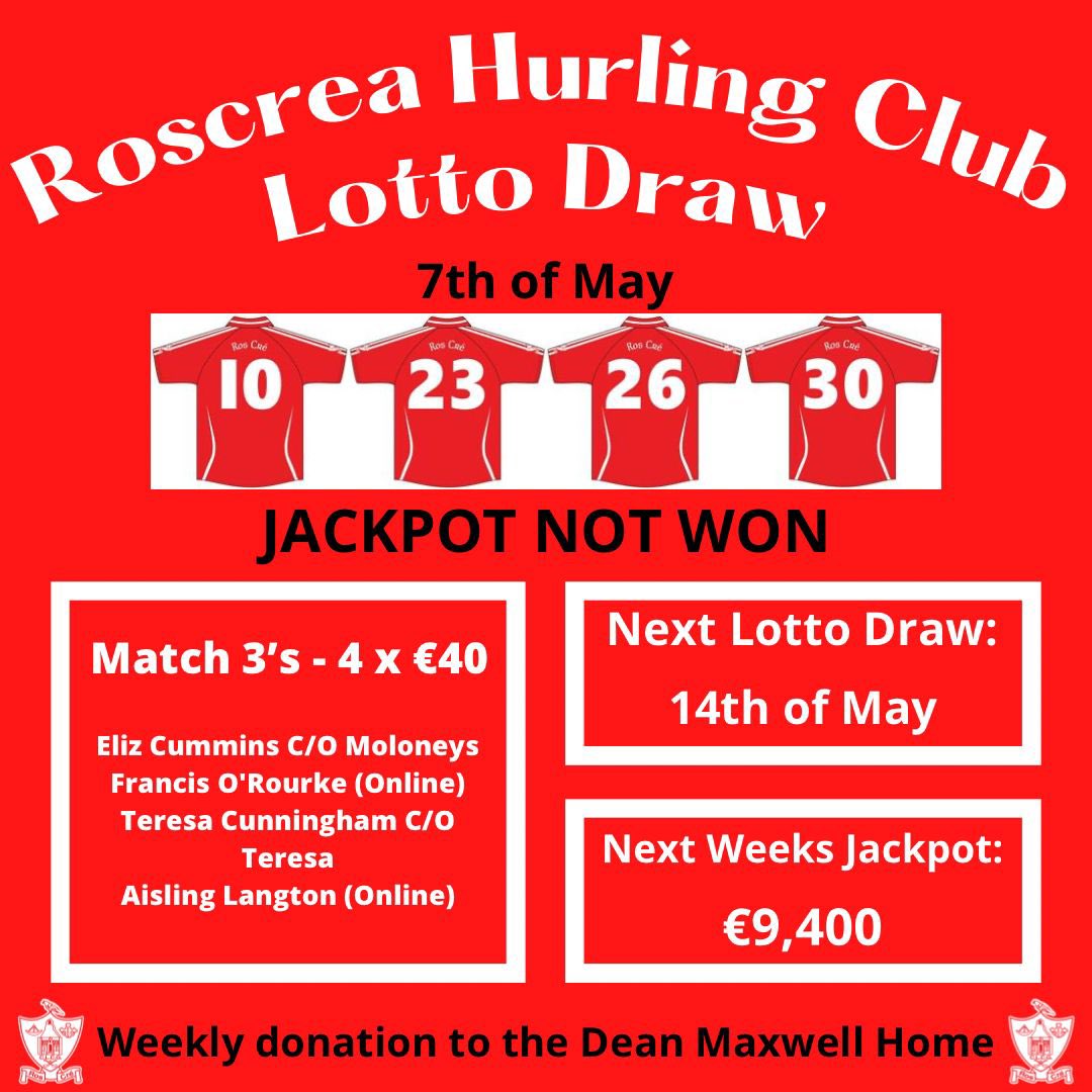 There was no winner of tonight’s lotto jackpot worth €9,200! 😢 Next weeks jackpot: €9,400! 🤑 To enter, follow the link in our bio or buy your tickets in Phelan’s Market House or Moloney’s or Keane’s newsagents on Main Street 🇵🇪