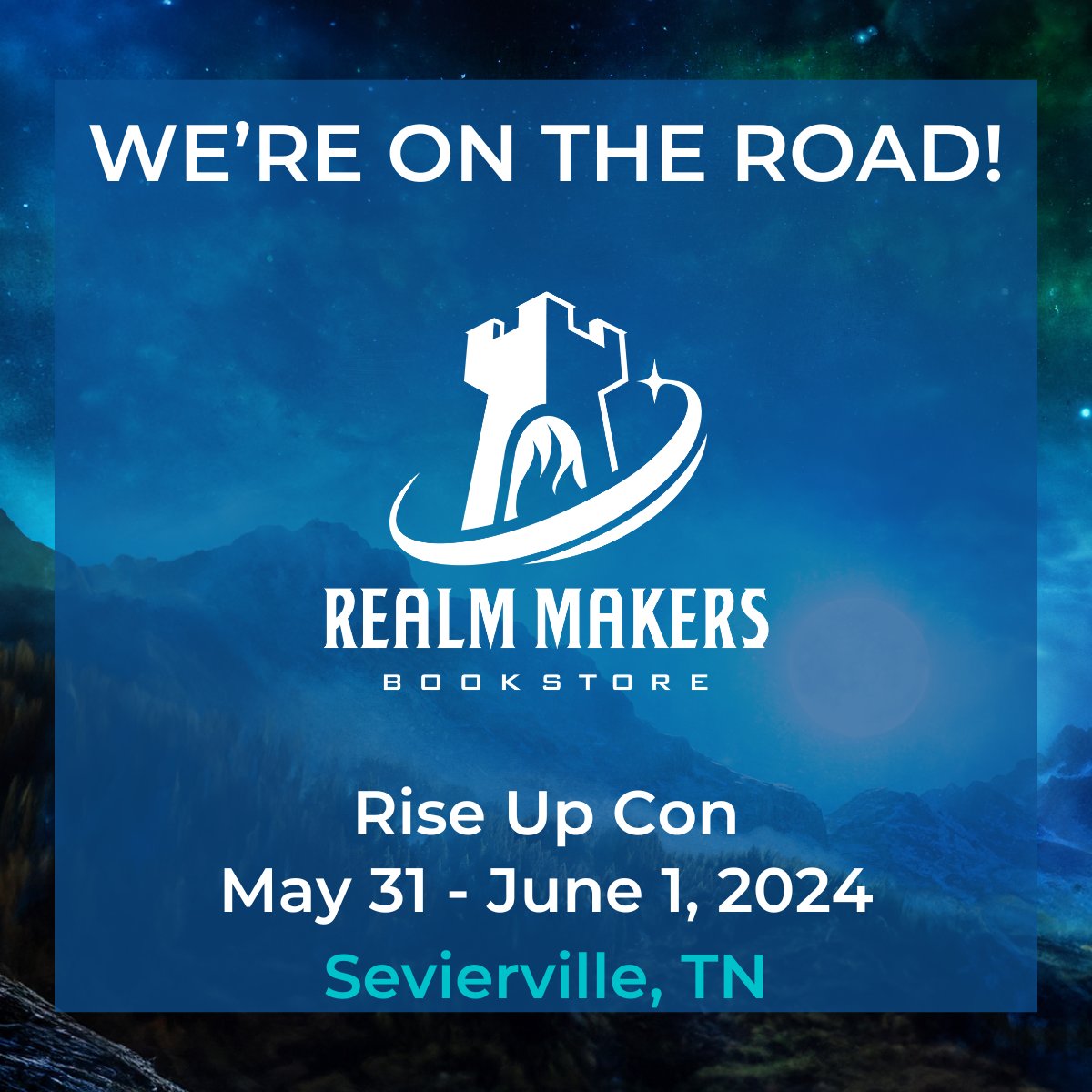 The Realm Makers bookstore will be making its final stop in May at Rise Up Con!!!  

Join us and authors: Becky Minor (<a href="/RebeccaPMinor/">Rebecca Minor</a>)  Mike Nawrocki, Kerry Nietz (<a href="/KerryNietz/">Kerry Nietz</a>), Clint Hall (<a href="/AuthorClintHall/">Clint Hall</a>), Sophia Hansen (<a href="/SophiaLHansen1/">Sophia L Hansen</a>), Gary Kwapisz, and Soma Games!!