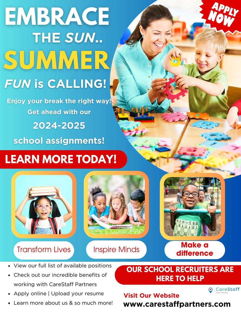 The countdown to SUMMER is on! 🎉🌞🌴  

#EducatorOpportunities #TeachingJobs #EduCareers #TeachWithPassion #TeachAndInspire #TeachingCareers 
#SchoolSLPJobs #SchoolOTJobs #SchoolPTJobs #TeacherJobs #EducatorOpportunities #SchoolJobSearch