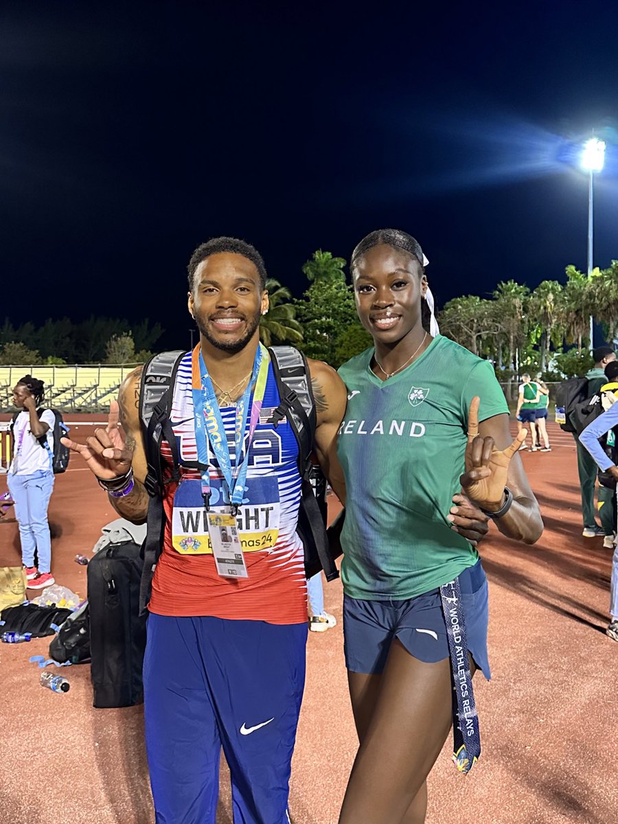 These two helped 🇺🇸 & 🇮🇪 qualify for the 2024 @olympics mixed 4x400 relays 🤘 Rhasidat also helped Ireland qualify for the women’s 4x400 😤 #FloKnows x #HookEm
